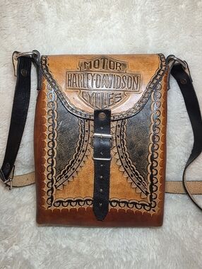 Vintage Handcrafted Harley-Davidson Leather Shoulder Satchel Crossbody Bag